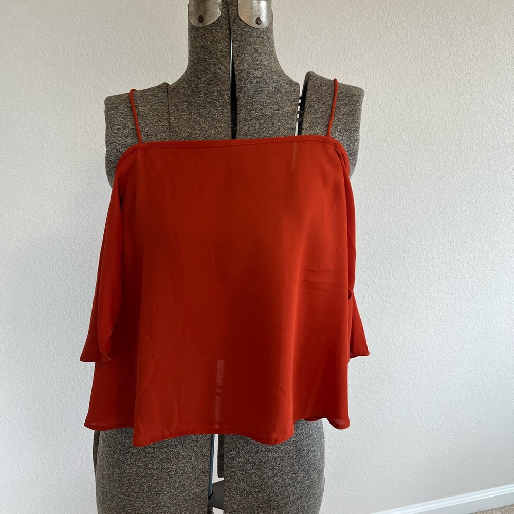 ASOS Vibrant Red Shoulderless/Drop Sleeve Top